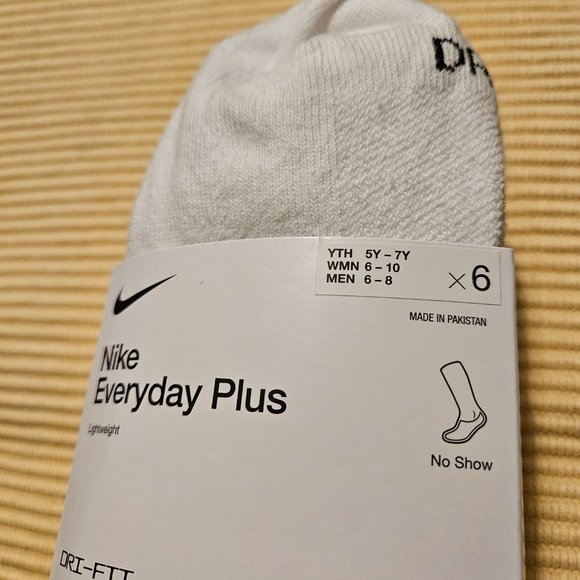 6 Pair Women's Nike No Show Socks Everyday Plus Cotton 6 Pack Dri-Fit - Picture 2 of 3